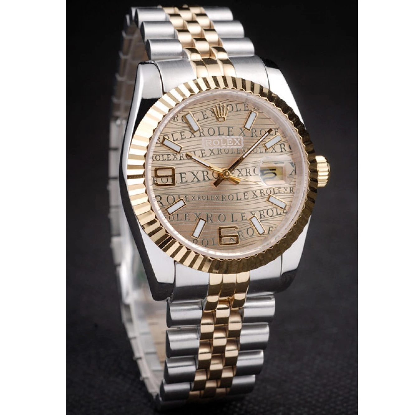 MiroTime 0714 Rolex DateJust Two Tone Stainless Steel 18k Gold PlatedGold Dial
